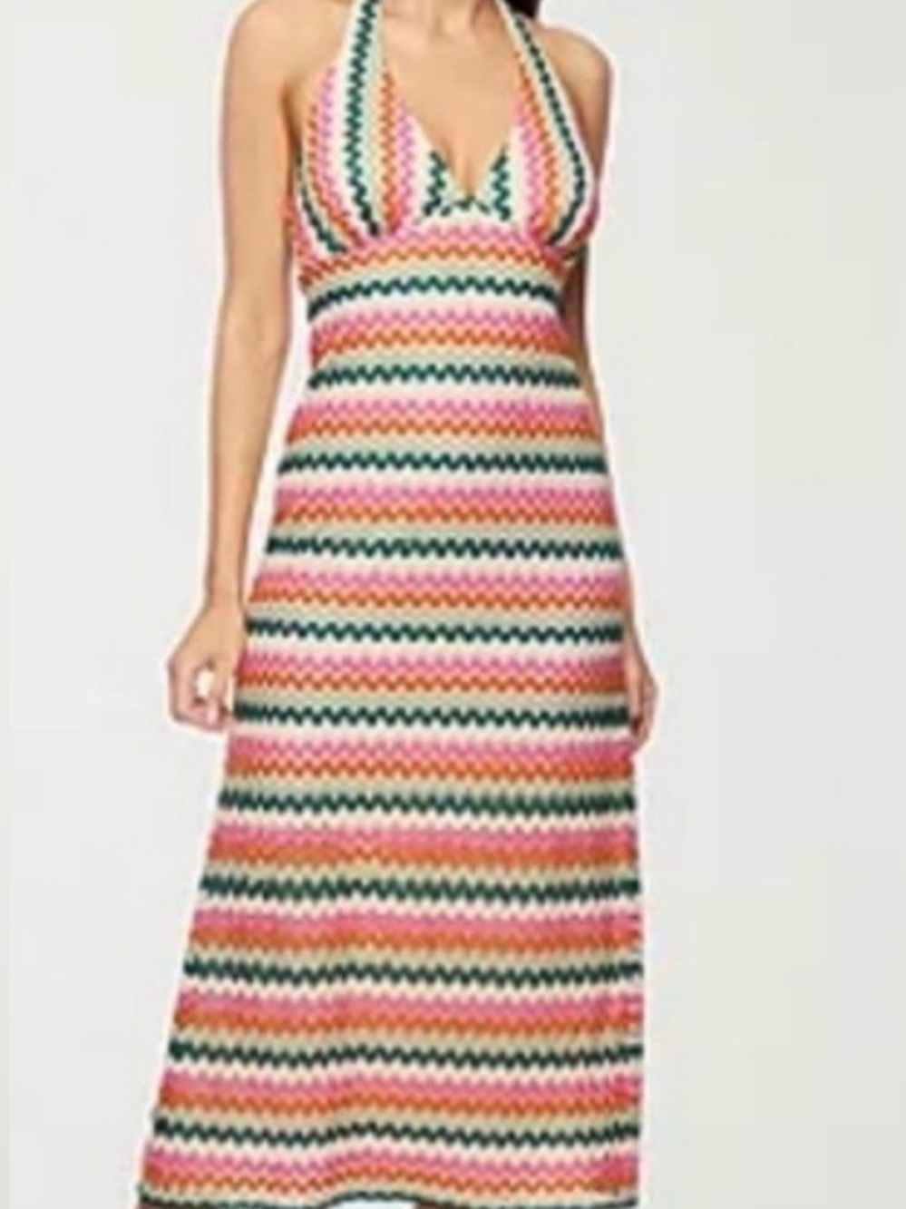 Rebecca B Multicolor Crochet
Chevron Halter Madi Dress.